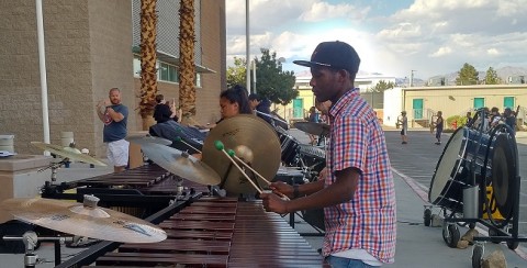 Percussionists for the Rancho High School band practicing