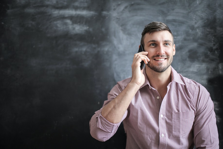 male talking on cell phone