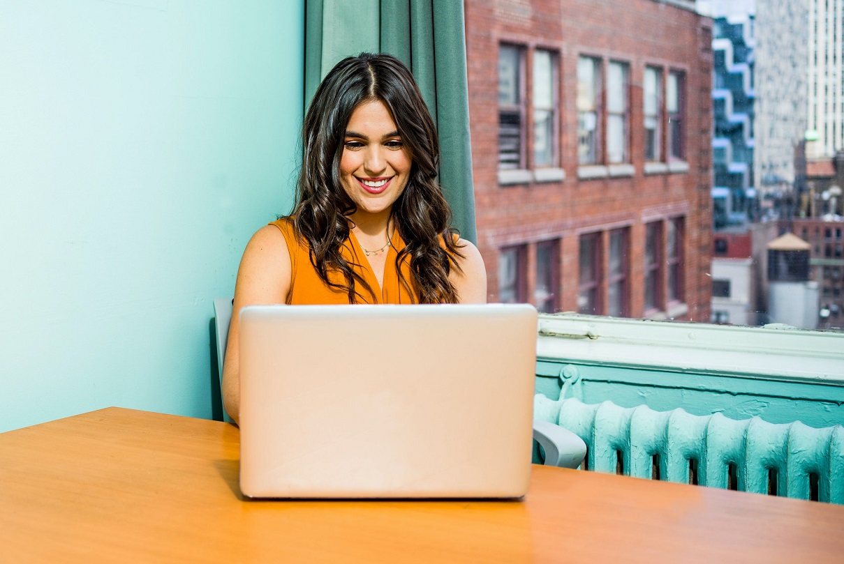 woman watching computer