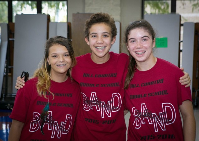 three members of middle school band