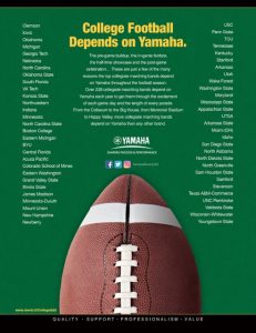 An ad from Yamaha about college football.