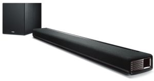 Sound bar and subwoofer.