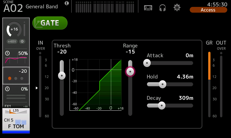 Gate Screenshot of the gate page on the console showing an area graph and other adjustable measures.