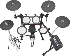 Electronic drum kit as seen from above.