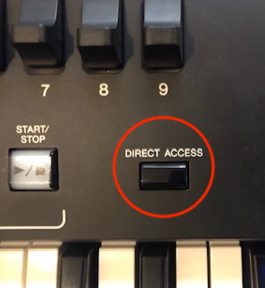 Genos Assign 2 Close-up of direct access button on controls.