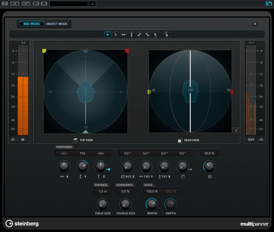 fig 2 ambisonics multipanner Controls and screen of multipanner.