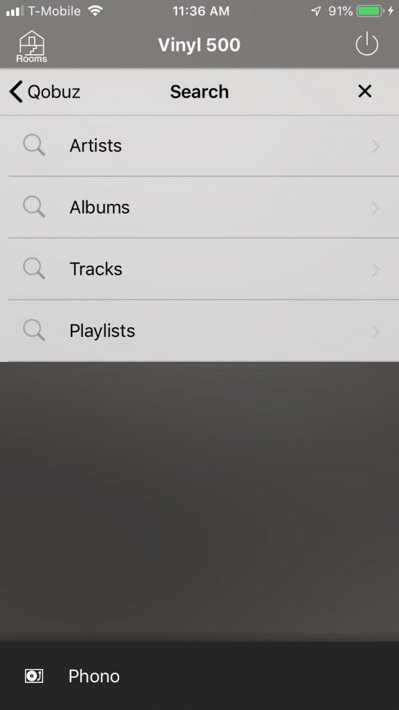 qobuz on musiccast Screenshot of Qobuz controls within Yamaha MusicCast app.
