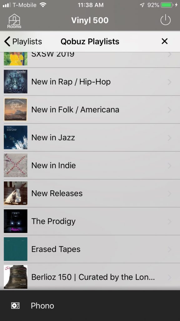 qobuz screenshot 44 Screenshot of Qobuz functionality within Yamaha MusicCast app.