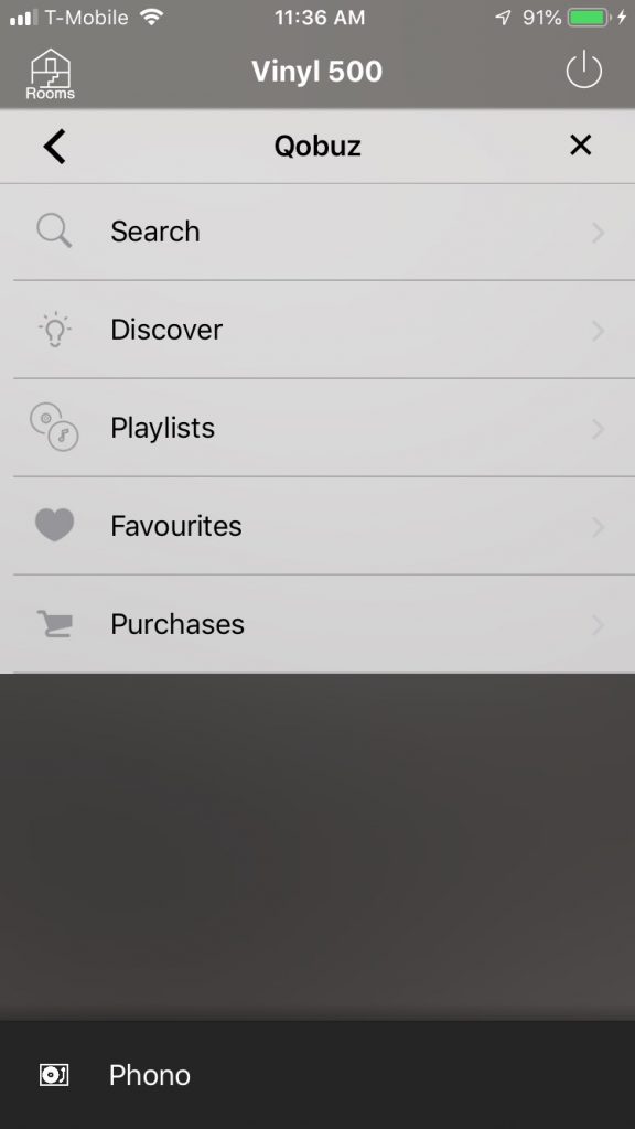 qobuz screenshot 22 Screenshot of Qobuz controls within MusicCast app.