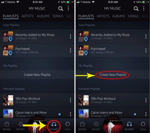 create playlist compilation Side by side screenshots highlight how to manage "Create playlist" function in app.