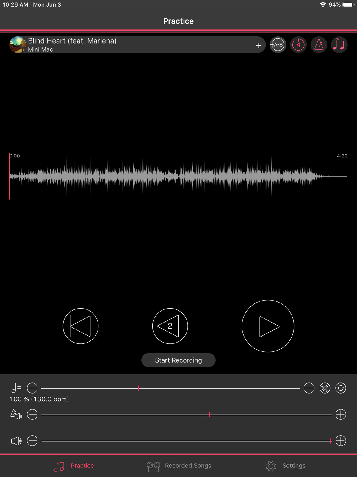 practice fig 2 recnsharescreen Screenshot with soundwave and other controls.