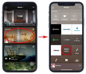 Two smartphones showing menu options.