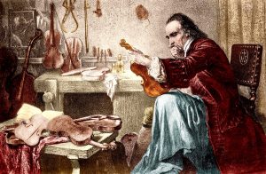 Antonio_stradivari Illustration of Antonio Stradivari examining a violin.