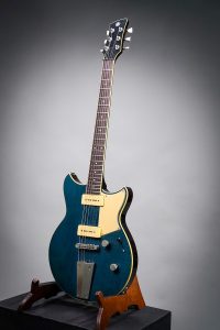 Yamaha Revstar 502TFM electric guitar with a subtle flame maple top in a Vintage Japanese Denim finish.