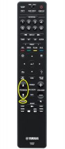 685-remote-highlights Program buttons on a Yamaha AV receiver remote.