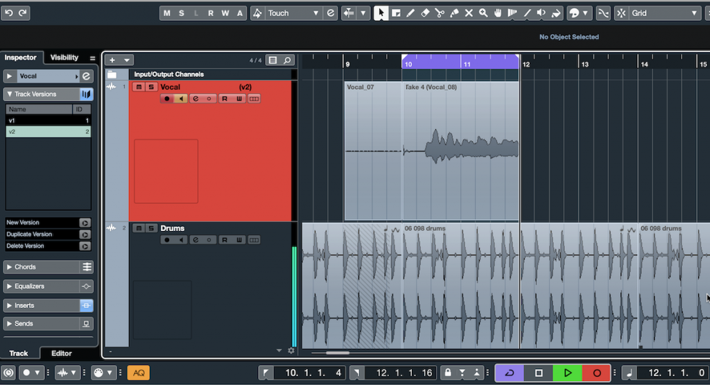 Fig. 2 Screenshot of Steinberg Cubase software showing Cycle Recording feature.