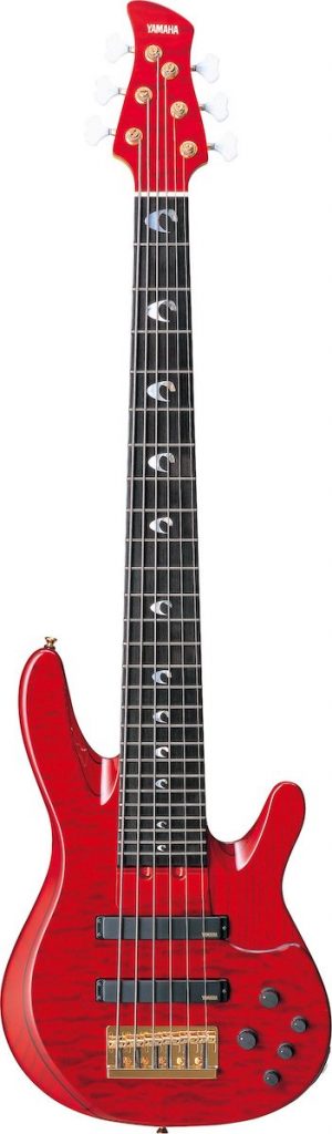 trbjp2 John Patitucci signature bass guitar with dark red finish.