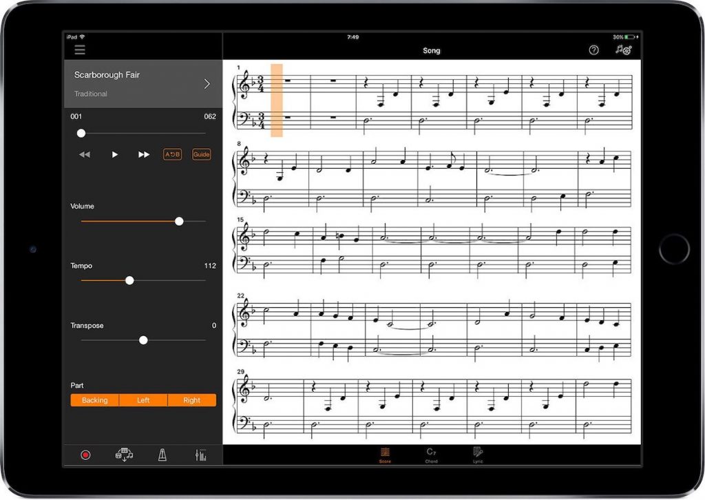 smart pianist Screenshot of Smart Pianist app on tablet device.
