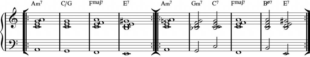 Pop tune adding ii-V-I.