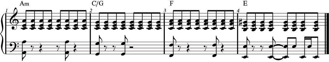 WRK 9_Fig. 8_8th note pattern Rhythm example with steadily repeated notes.
