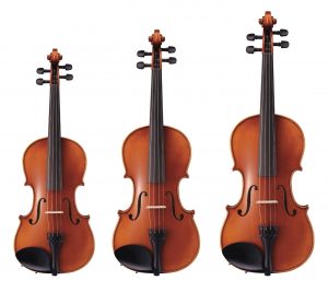 Fractional-Size-Violins-from-Yamaha-website Three Yamaha student violins.
