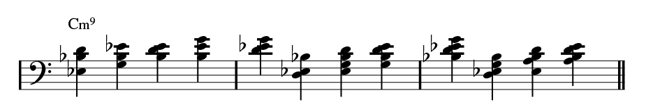 Fig.-9_WRK-13-LH-rootless-minor-seventh Left-handed rootless minor bass.