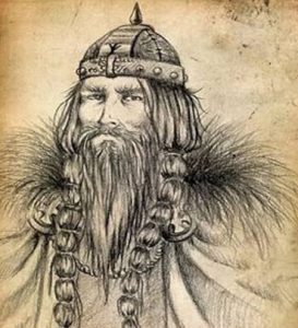 King-Harald-Bluetooth-1 A drawing of a Scandinavian man in traditional dress for 10th century man.