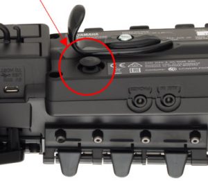 Closeup with lever circled.