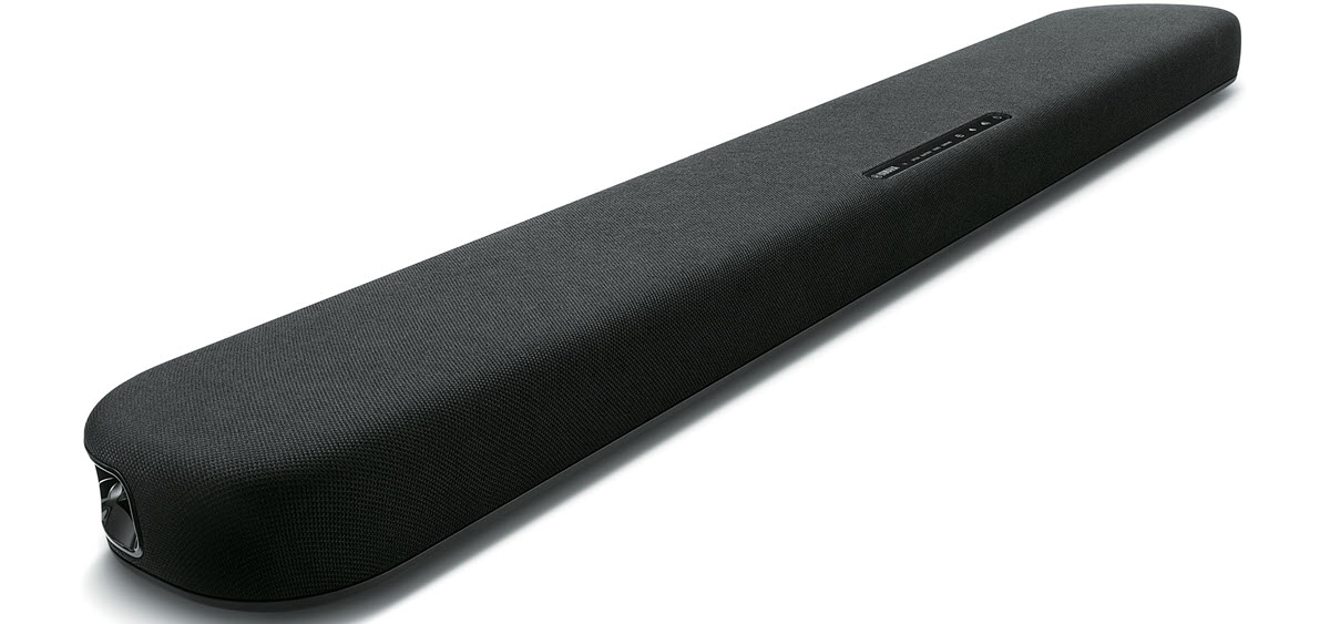 Yamaha-SR-B20A-sound-bar-blackic_2560-resized Long thin speaker on a table.