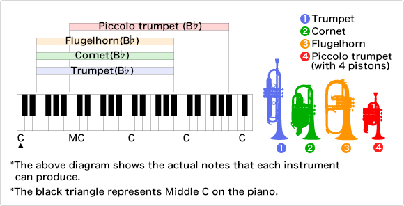 Note-range-of-trumpets-and-cornets Graphic.