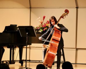 solo bass player performing at the San Elijo Middle School Solo and Ensemble Festival