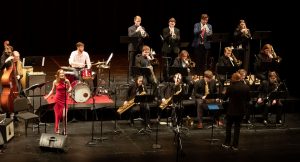 SEMO jazz ensemble performing with singers