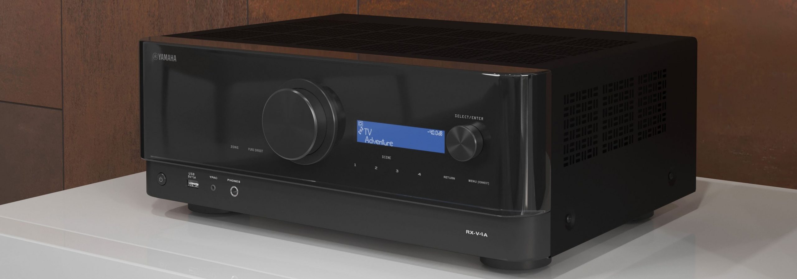 View of receiver on a shelf.