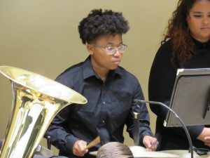 Slippery Rock University's wind ensemble's percussionist