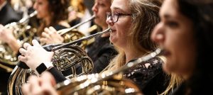 Slippery Rock University's wind ensemble's French horn section