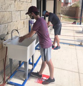 Hand-washing station purchased by parent association.
