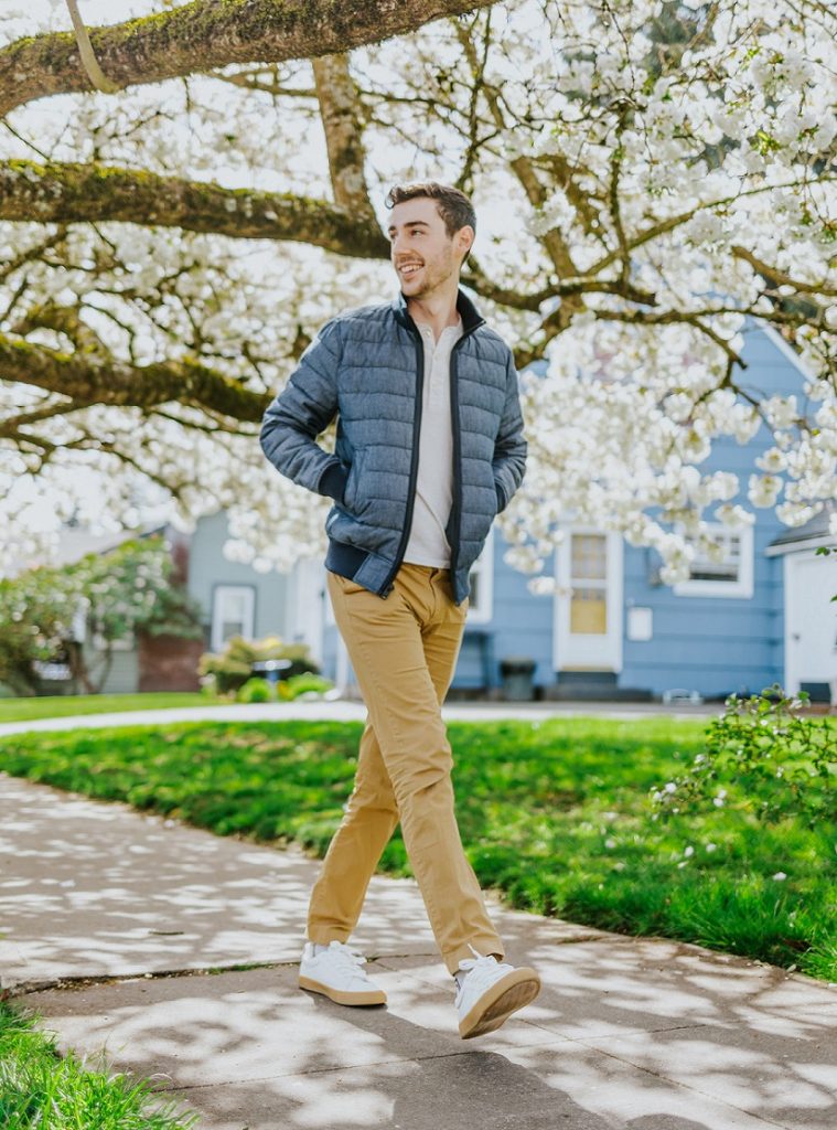 male teacher walking