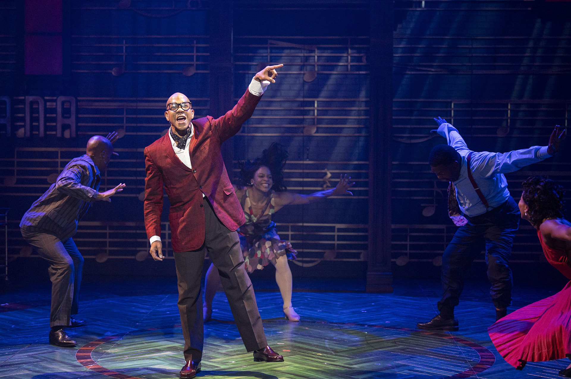Cast-of-Pittsburgh-Public-Theater_s-Billy-Strayhorn-Something-to-Live-For.-Photo-Michael-Henninger-2-minresize Cast of show singing and dancing on stage.