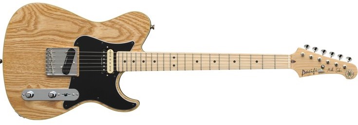 Mike-Stern-Pacifica Natural wood bodied electric guitar.