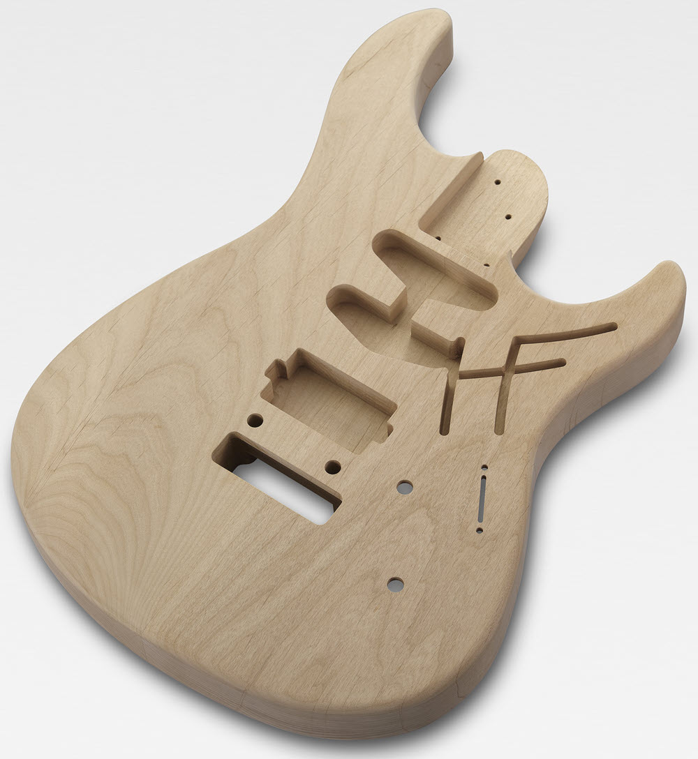 PACAcousticDes-resize Unfinished electric guitar body.
