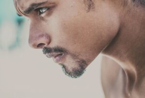 close up of a man with intense focus on his face