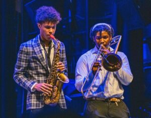 students playing saxophone and trombone