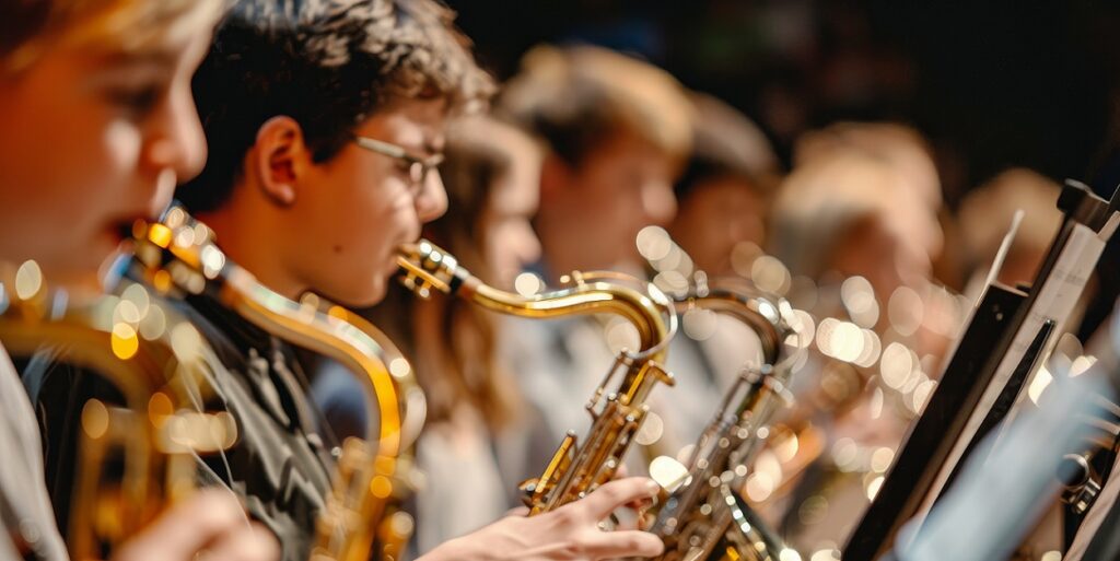 sax students rehearsing