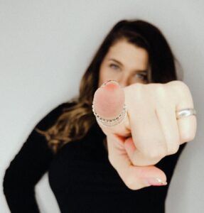 woman pointing finger