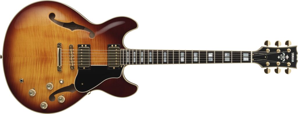 A Yamaha SA2200 semi-hollow body electric guitar.