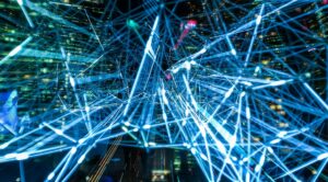 computer blue lights connections